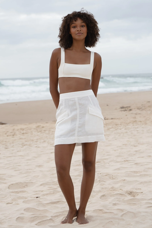 Ilaria Linen Skirt Ivory