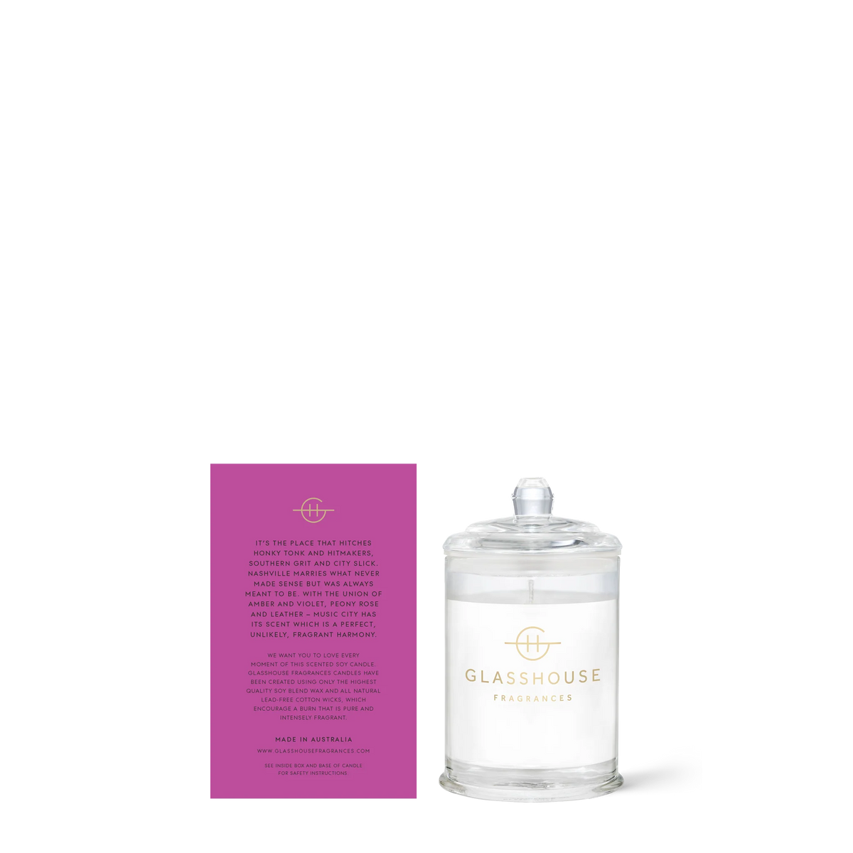Music City Magic Peony Rose & Leather 60g Triple Scented Soy Candle