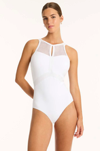 Load image into Gallery viewer, Drift Panelled High Neck One Piece - White