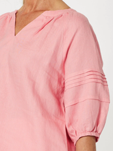 Load image into Gallery viewer, Diana Linen Pleat Sleeve Top - Coral
