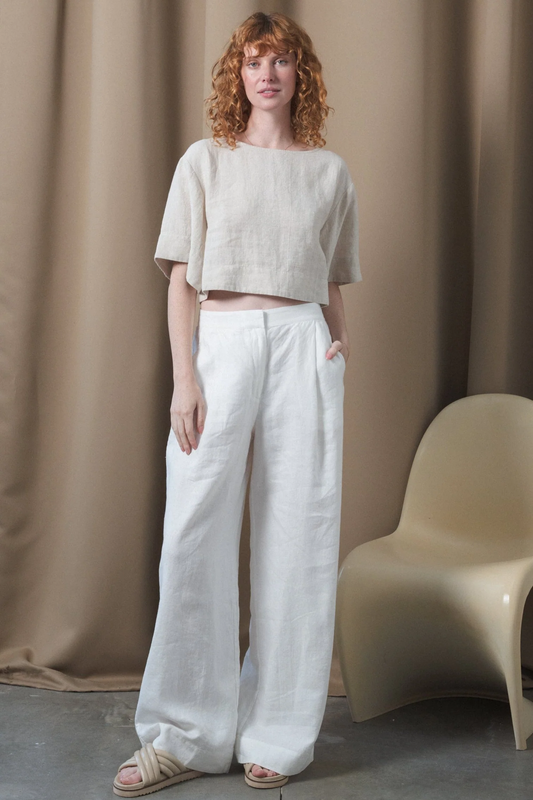 Maya Linen Top Oatmeal