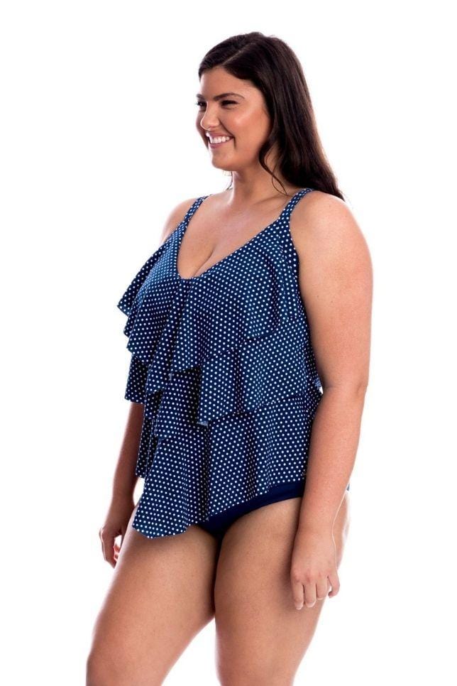 3 Tier Tankini | Navy Dots