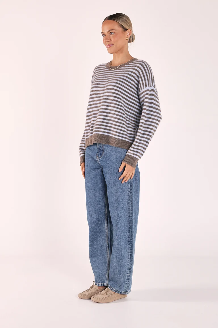 Olive Tie Neck Knit - Blue Cocoa