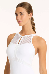 Drift Panelled High Neck One Piece - White