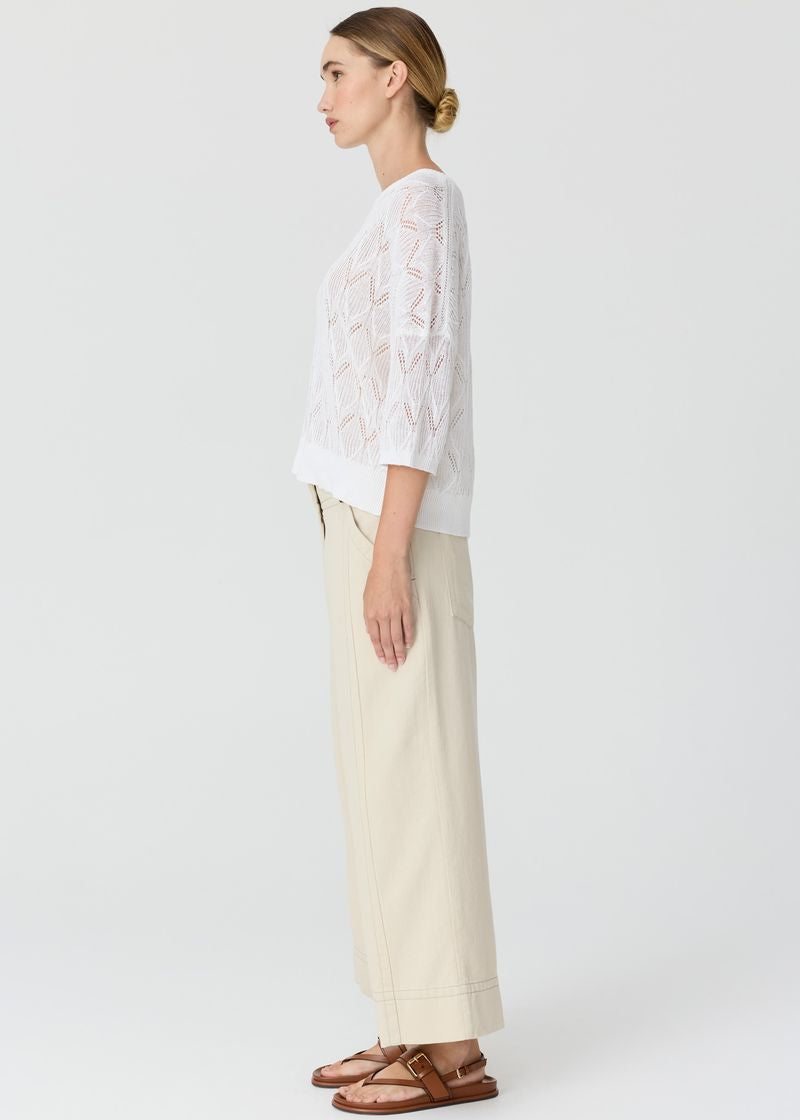 Rosin Pointelle Tee White