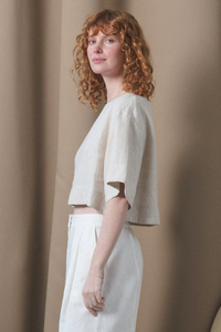 Maya Linen Top Oatmeal