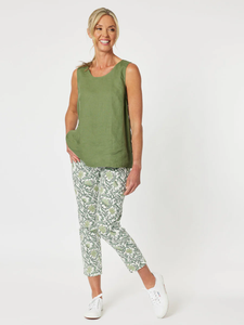 Sara Side Button Cami - Khaki