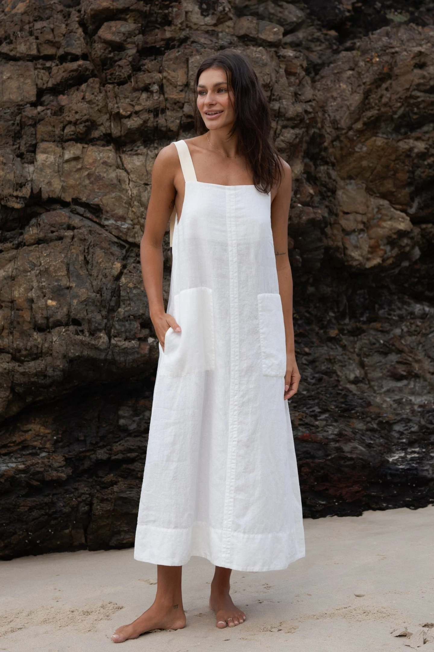 Remi Linen Dress Ivory