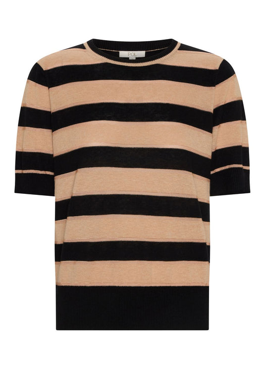 Darcey Stripe Knit Tee Black/Pink