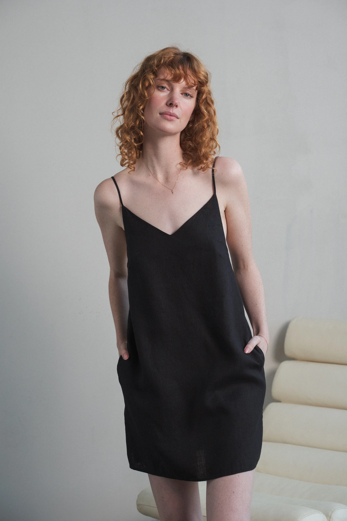 Liz Linen Slip Black