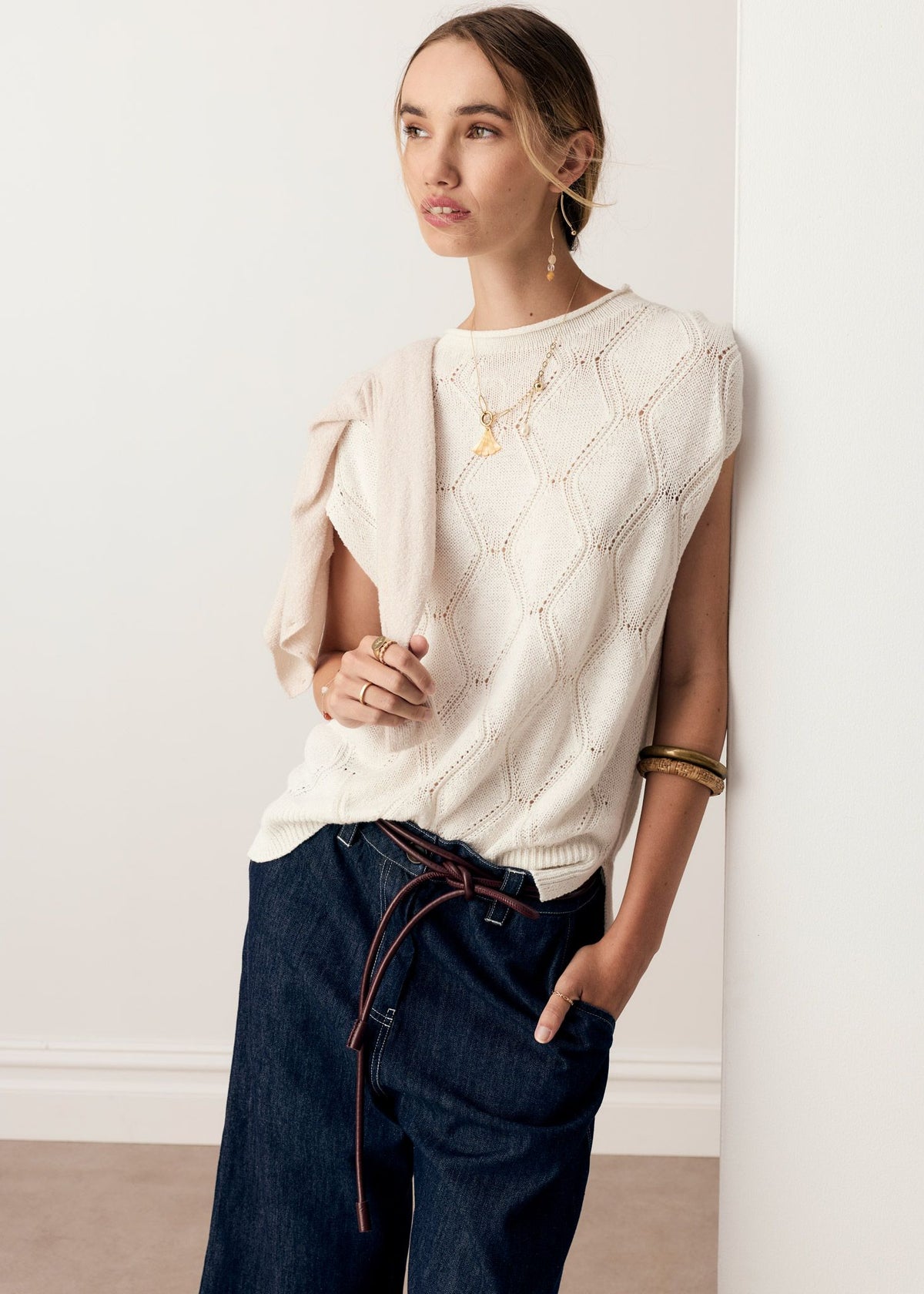 Rosin Cable Knit White