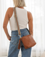 Load image into Gallery viewer, Kasey Tan Stripe Strap Crossbody Bag