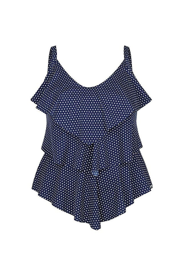 3 Tier Tankini | Navy Dots