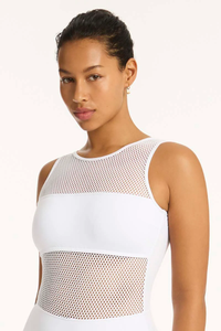 Drift High Neck One Piece - White
