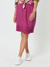 Load image into Gallery viewer, Mimi Ruffle Hem Linen Skirt Magenta