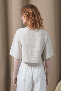 Maya Linen Top Oatmeal