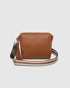 Kasey Tan Stripe Strap Crossbody Bag