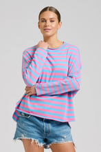 Load image into Gallery viewer, Raw Summer Sweatshirt - Pink/Mid Blue Stripe
