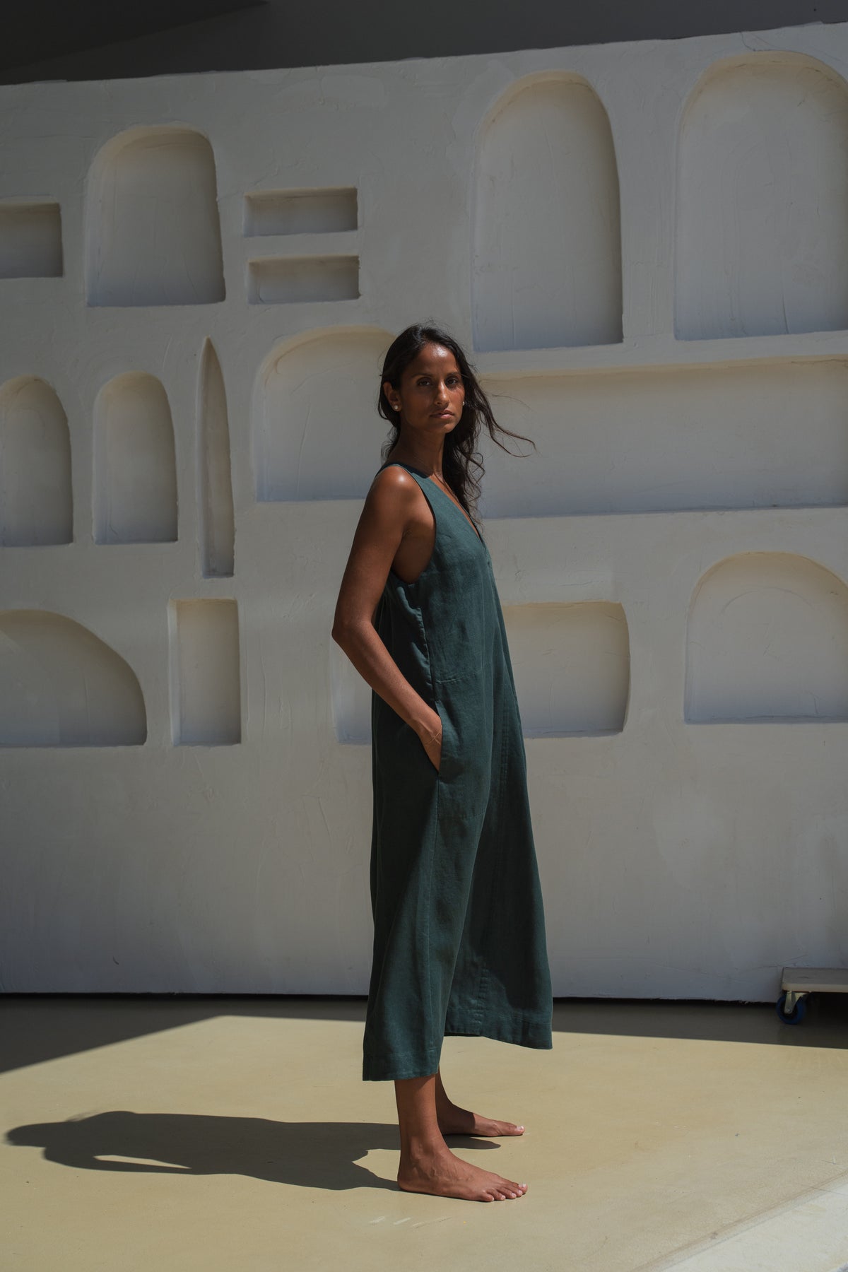 Iris Linen Dress Forest
