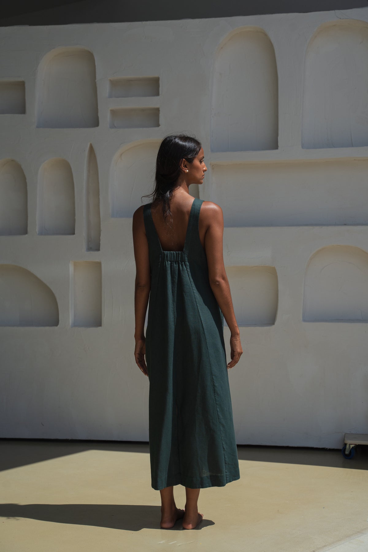 Iris Linen Dress Forest