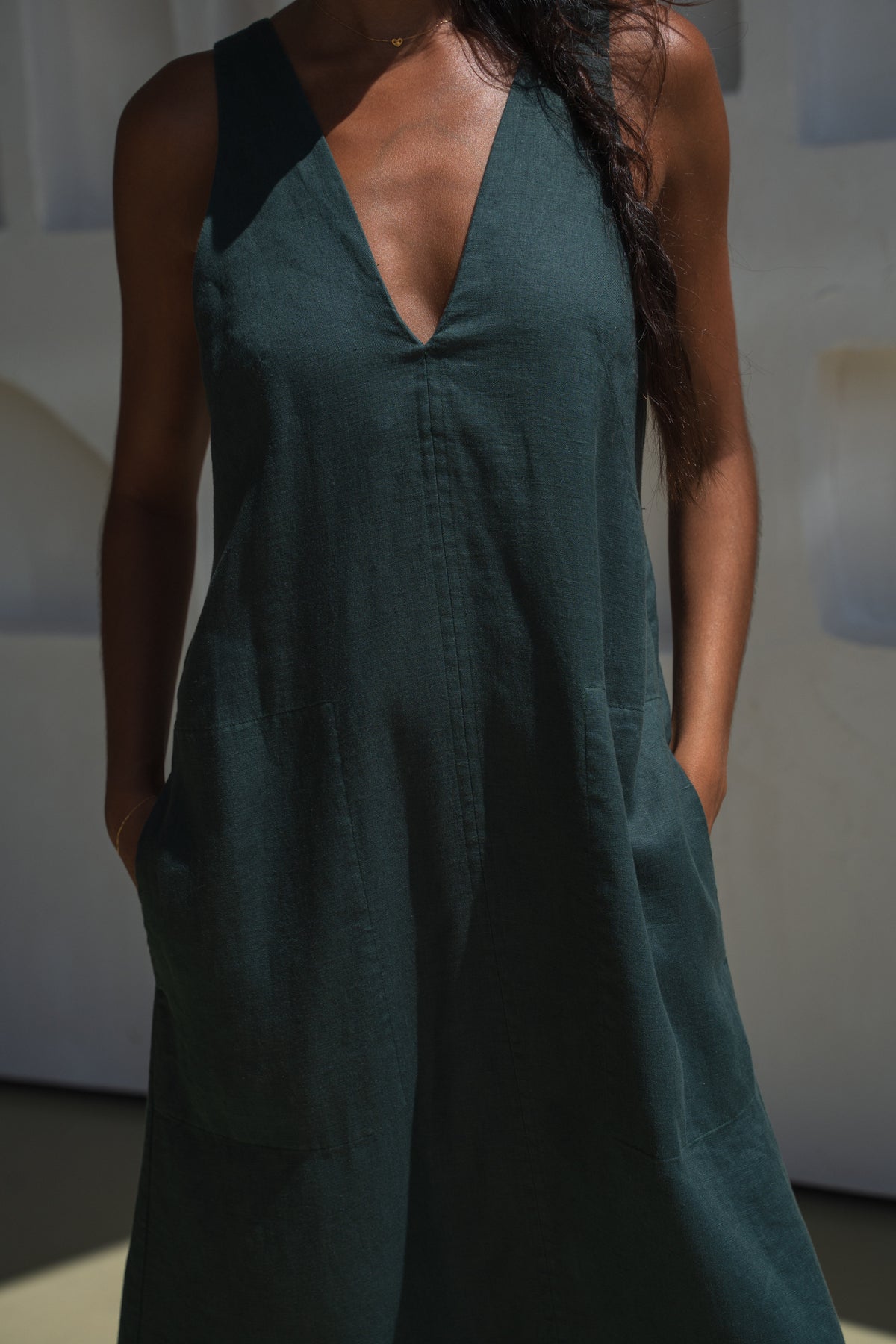 Iris Linen Dress Forest