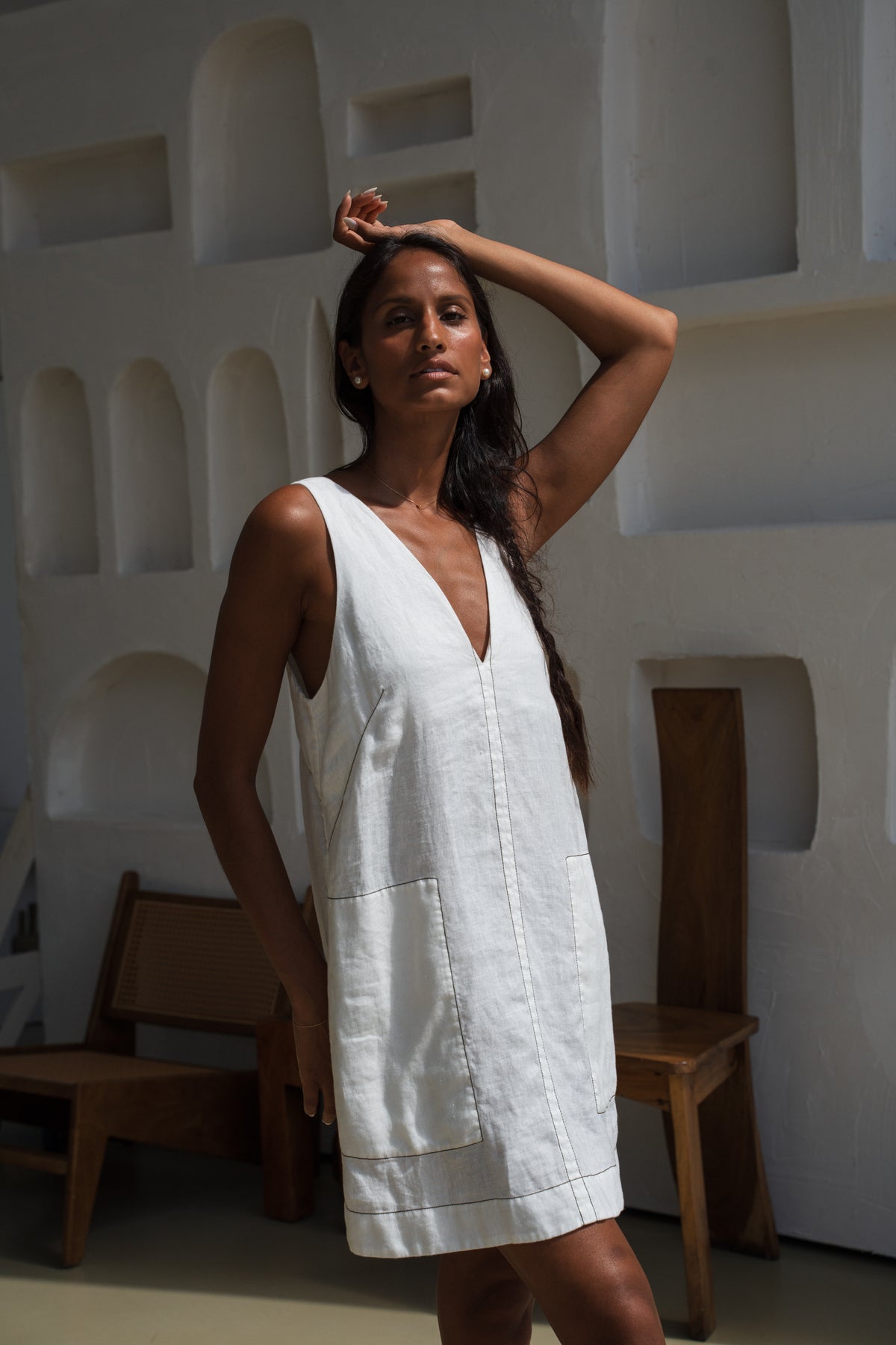 Isla Linen Dress Ivory