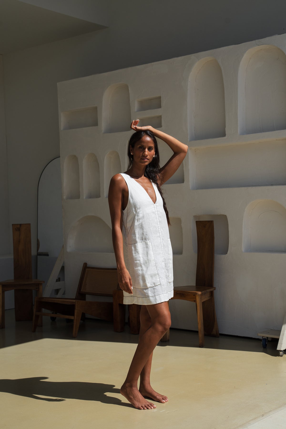 Isla Linen Dress Ivory