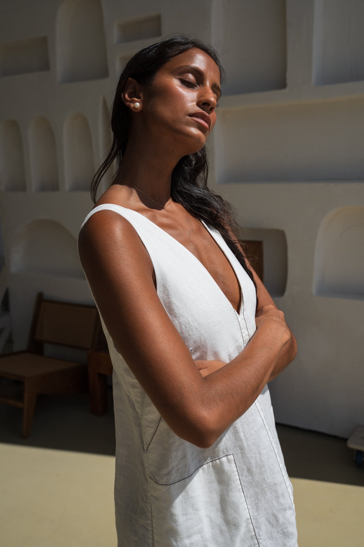 Isla Linen Dress Ivory