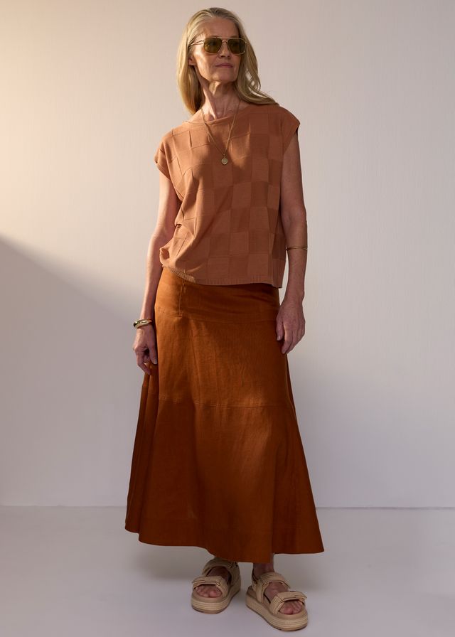 Naia Check Tee Butterscotch