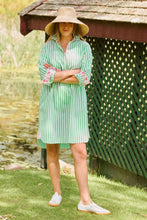 Load image into Gallery viewer, The Popover Shirtdress - Green Strip Floral