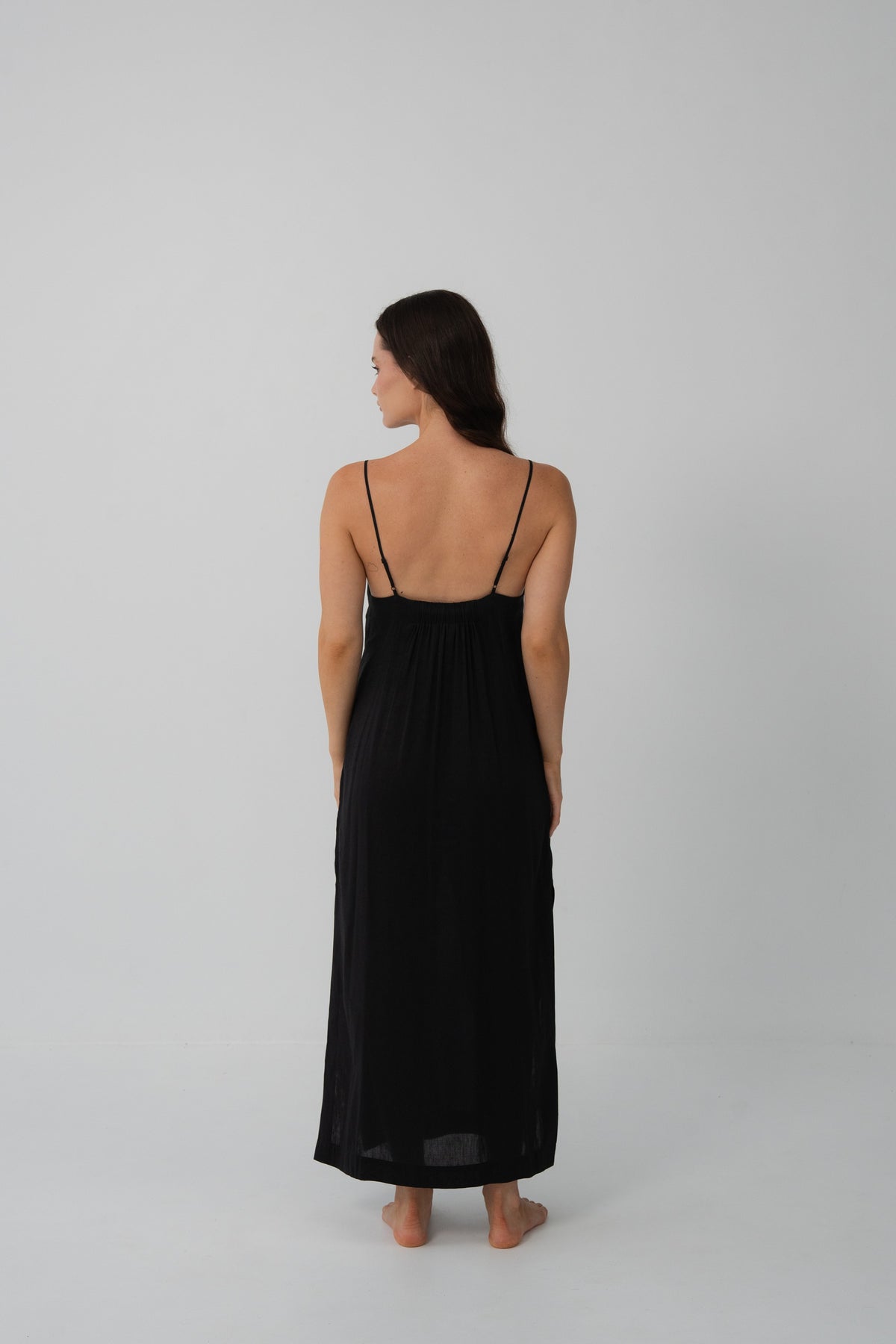 Ally Linen Silk Slip Black