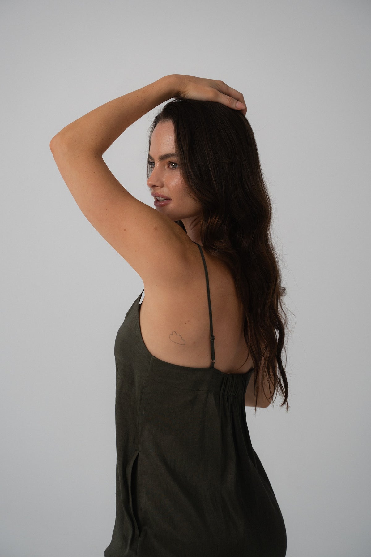 Ally Linen Silk Slip Khaki