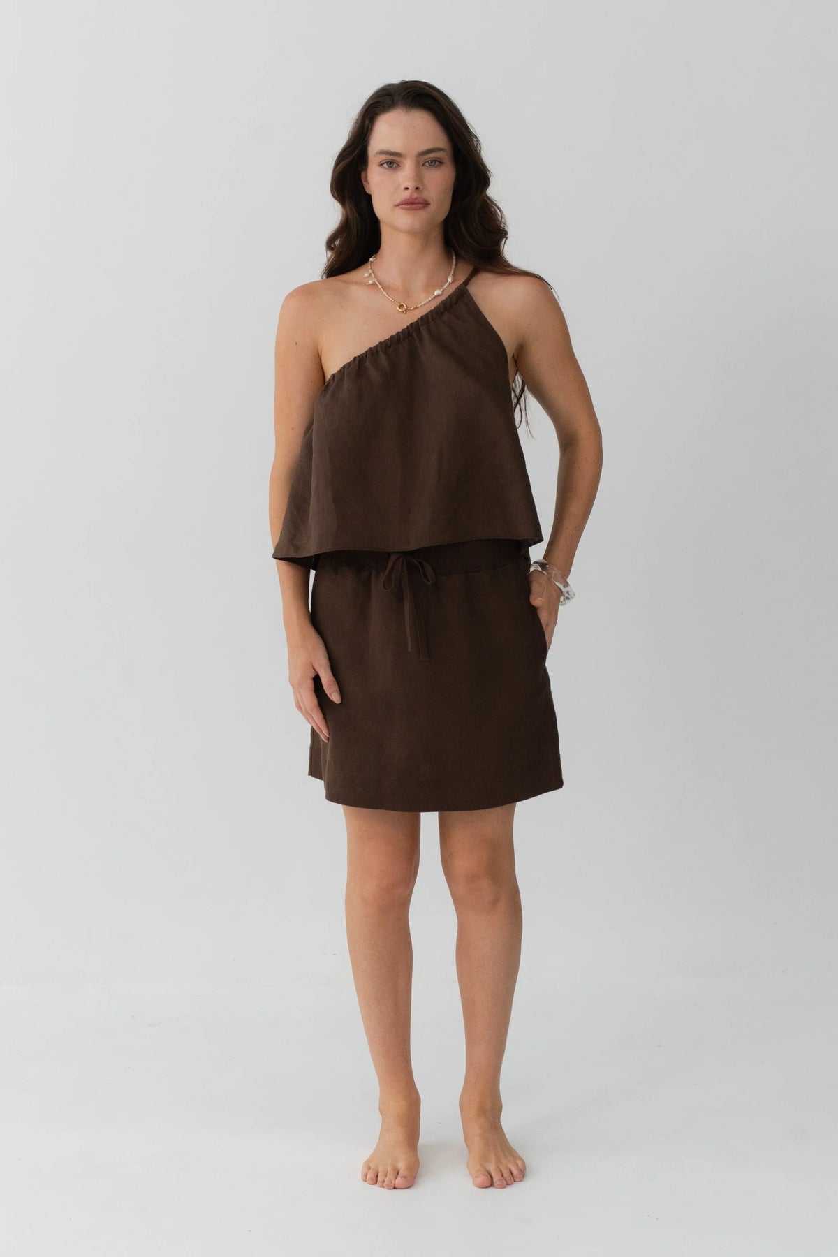 Anelle Linen Skirt Chocolate