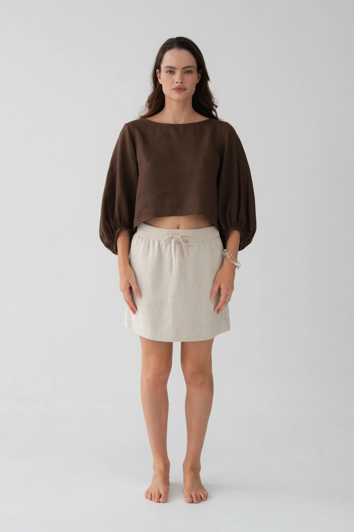Anelle Linen Skirt Oatmeal
