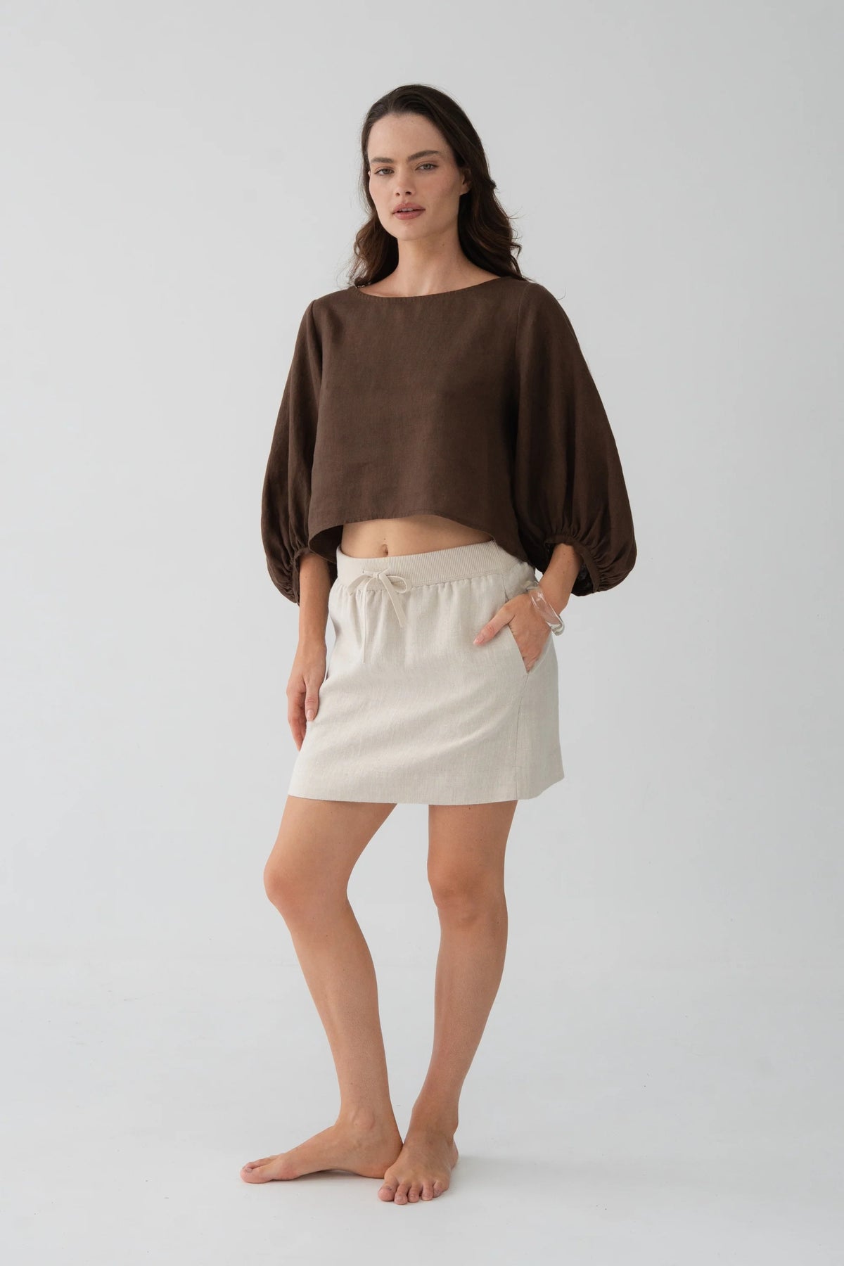 Anelle Linen Skirt Oatmeal