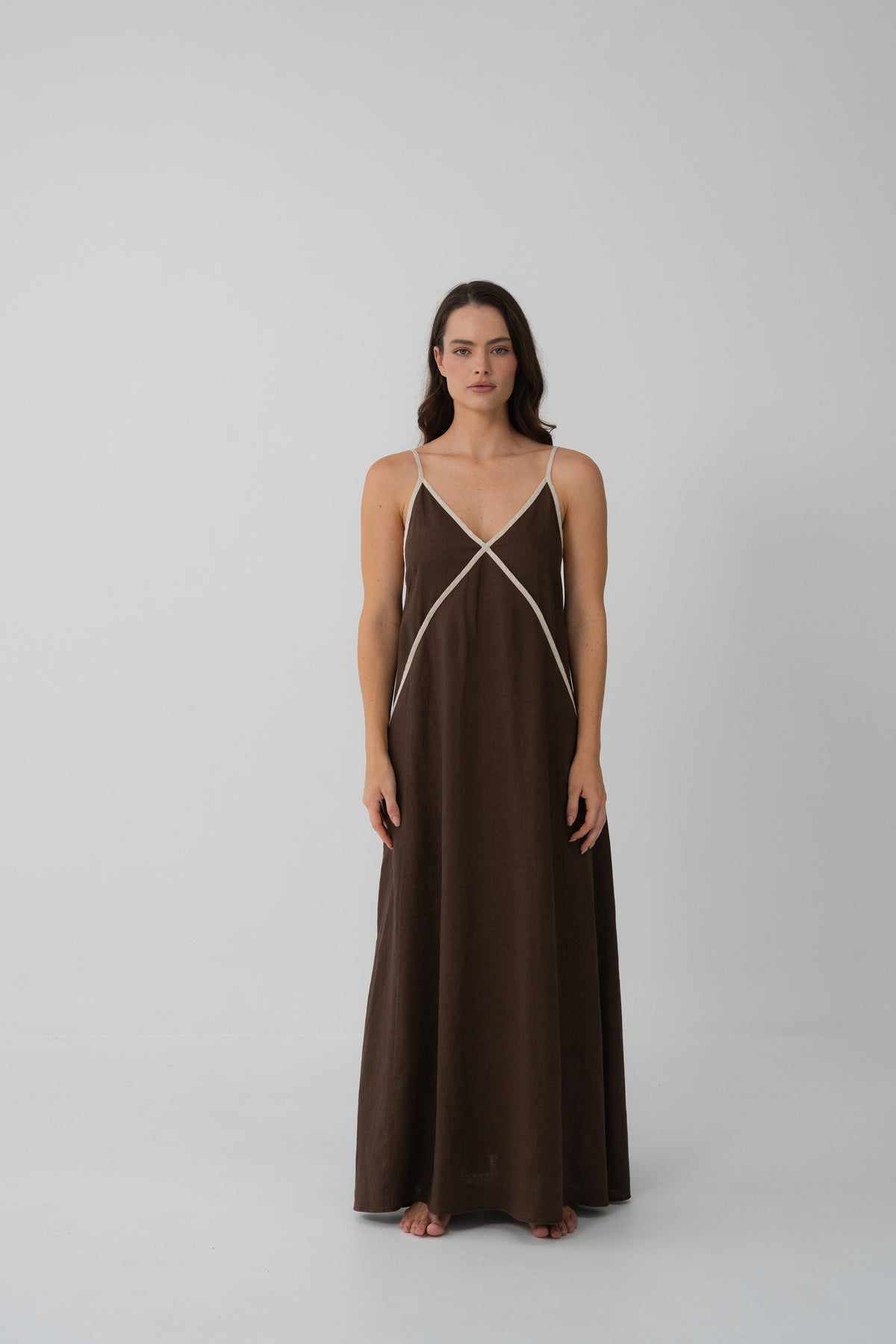Azalea Linen Dress Chocolate