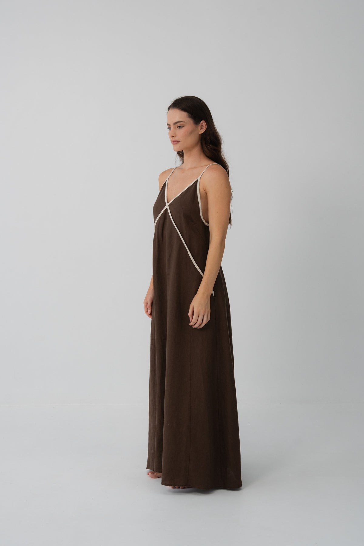Azalea Linen Dress Chocolate