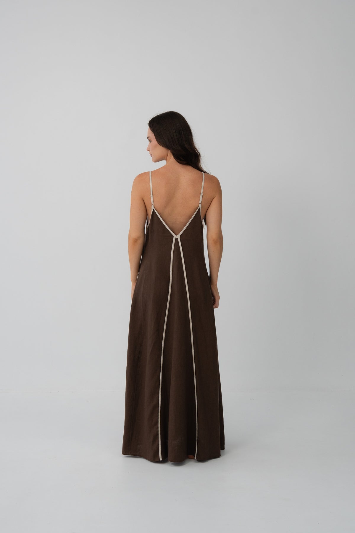 Azalea Linen Dress Chocolate