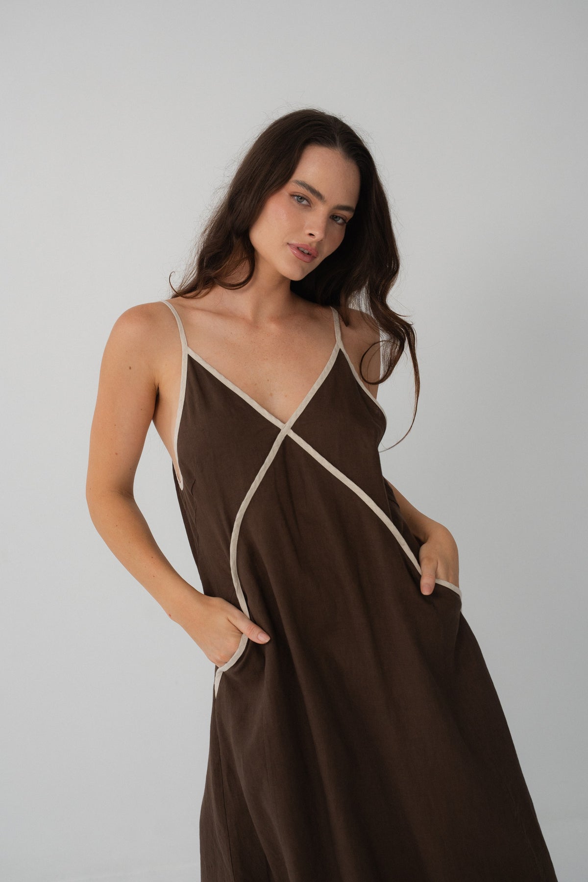 Azalea Linen Dress Chocolate