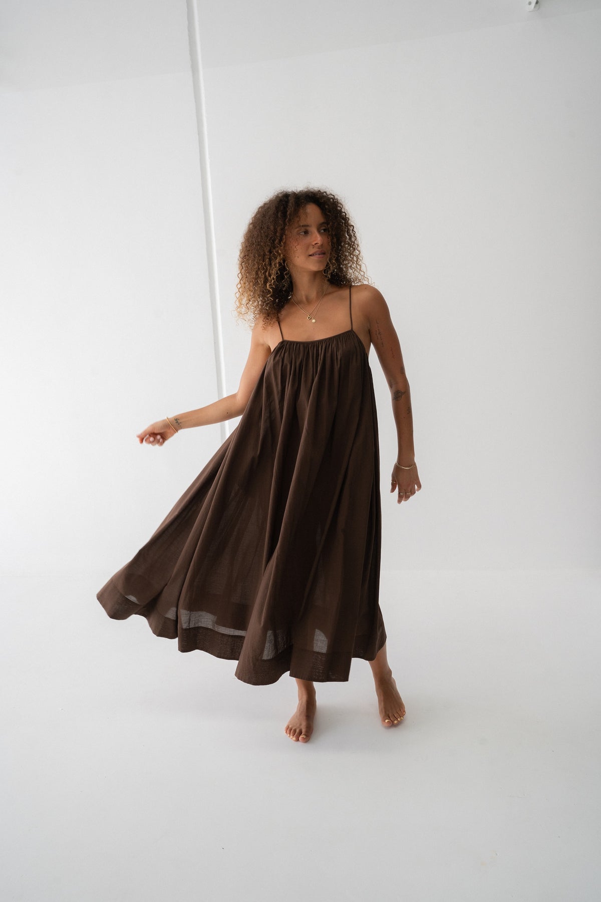 Belle Cotton Voile Dress Chocolate