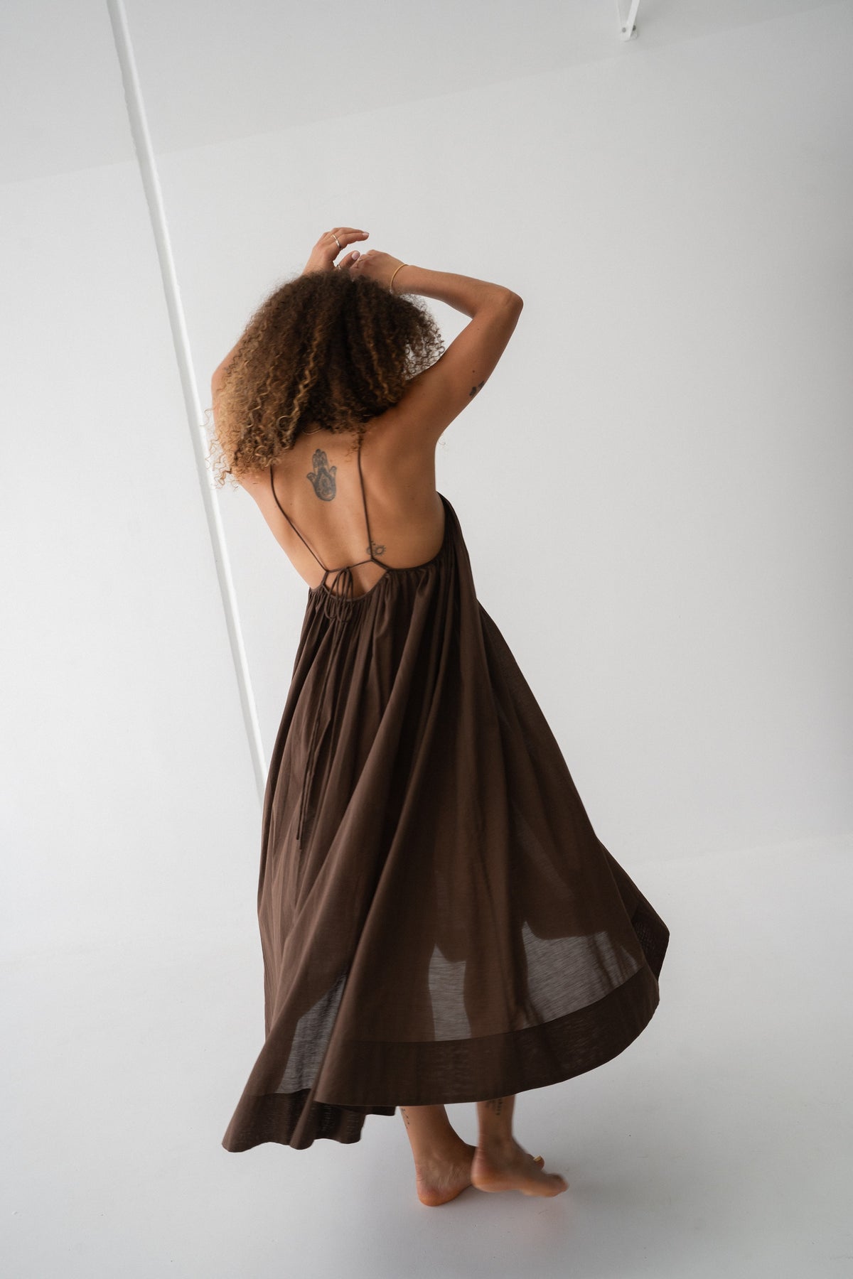 Belle Cotton Voile Dress Chocolate