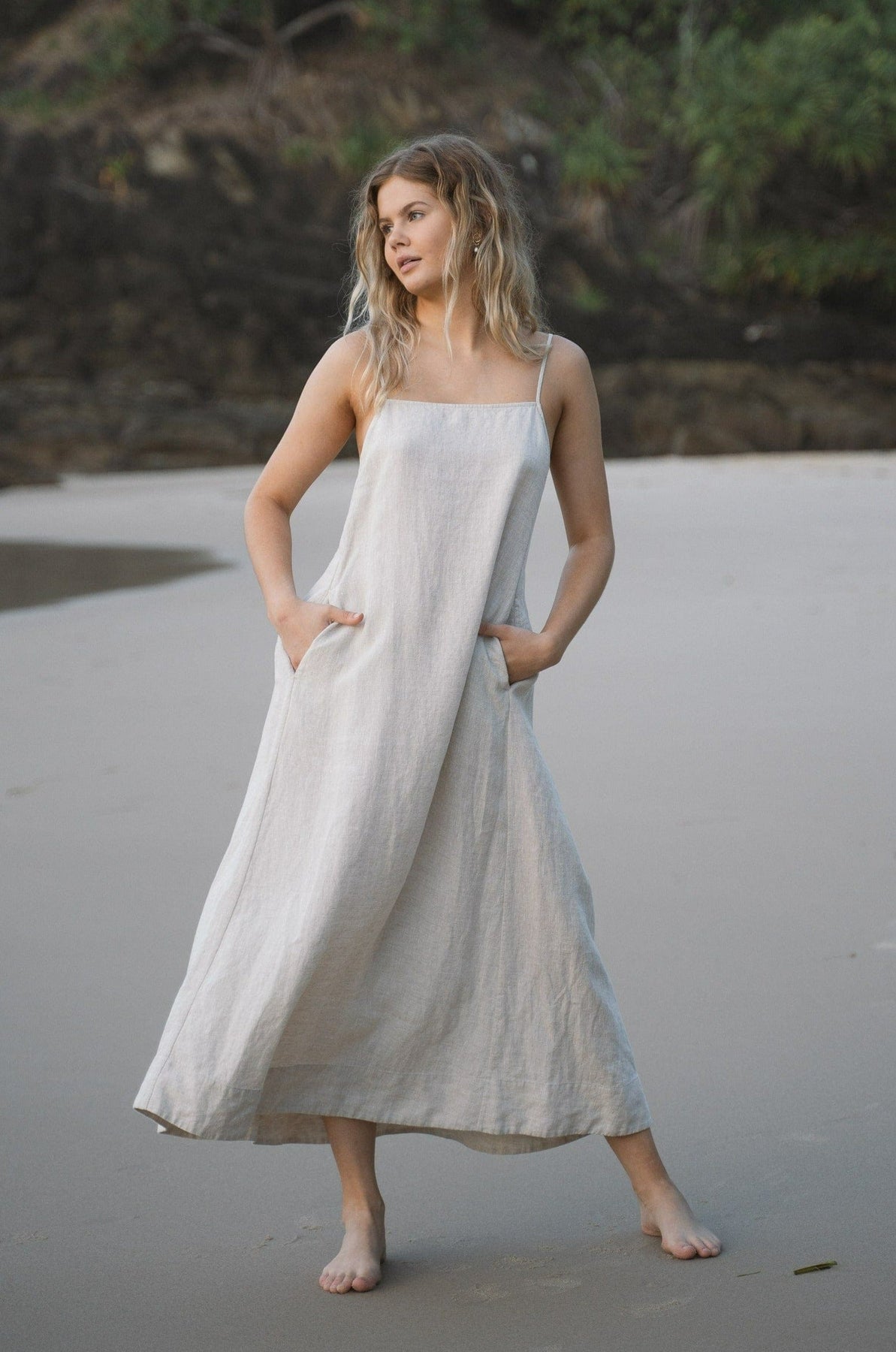 linen blend cargo dress Sleeveless Cargo Dress Coco Milk Coco Milk / S main image 1
