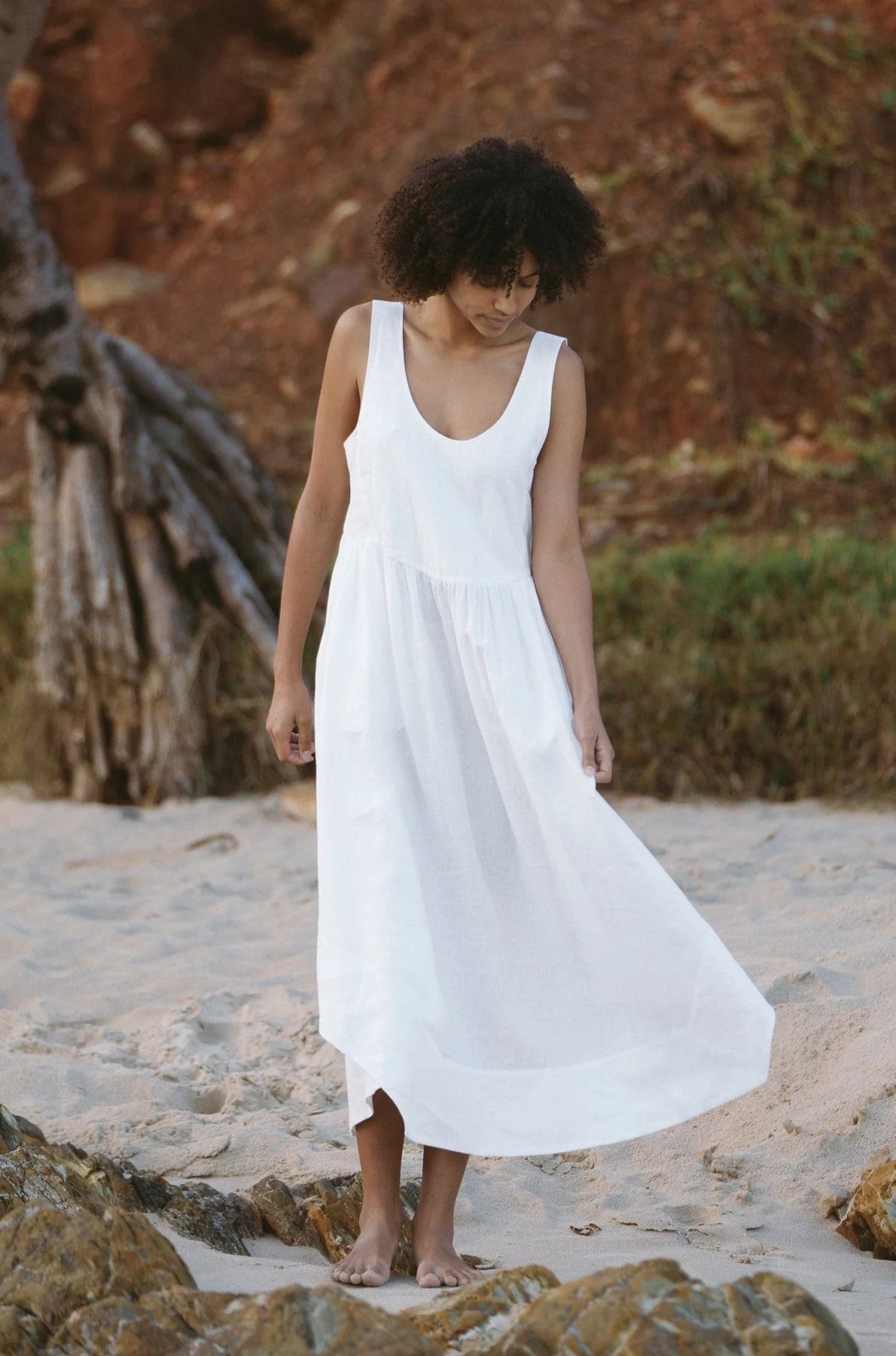 Frida Linen Dress Ivory