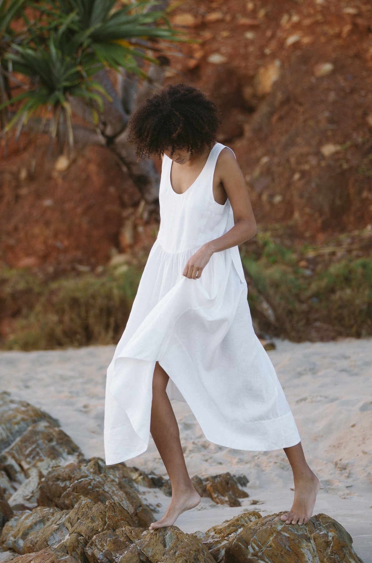 Frida Linen Dress Ivory