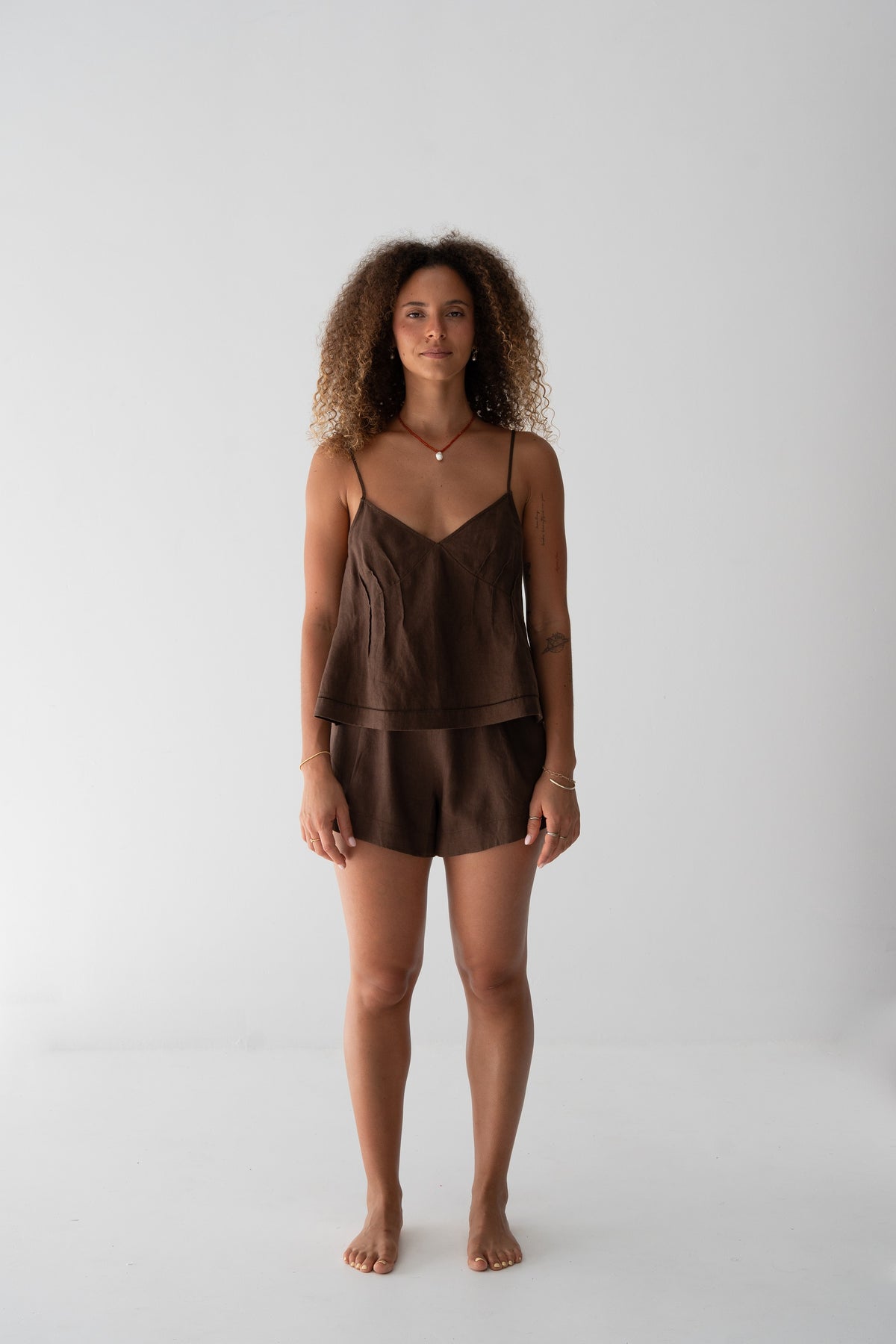 Gaia Linen Shorts Chocolate
