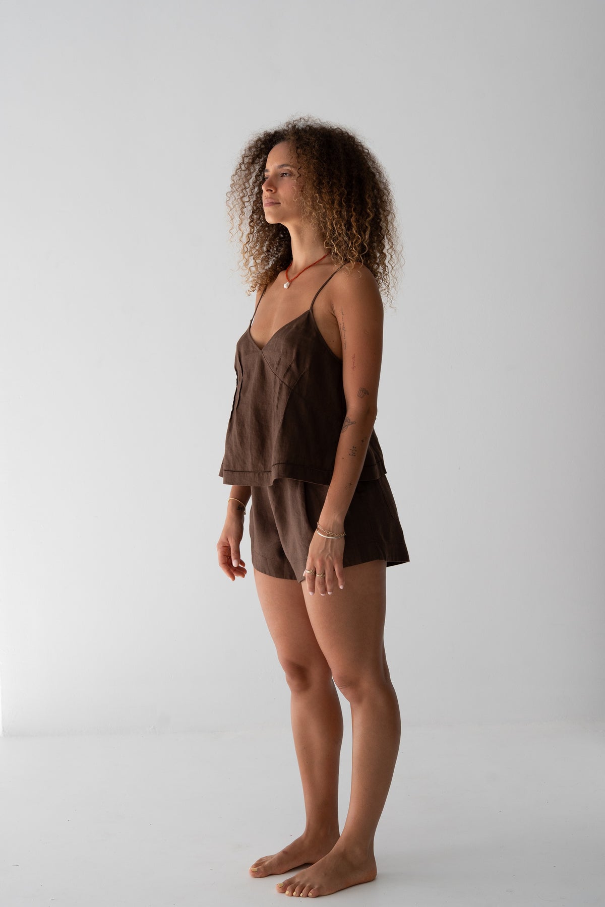 Gaia Linen Shorts Chocolate