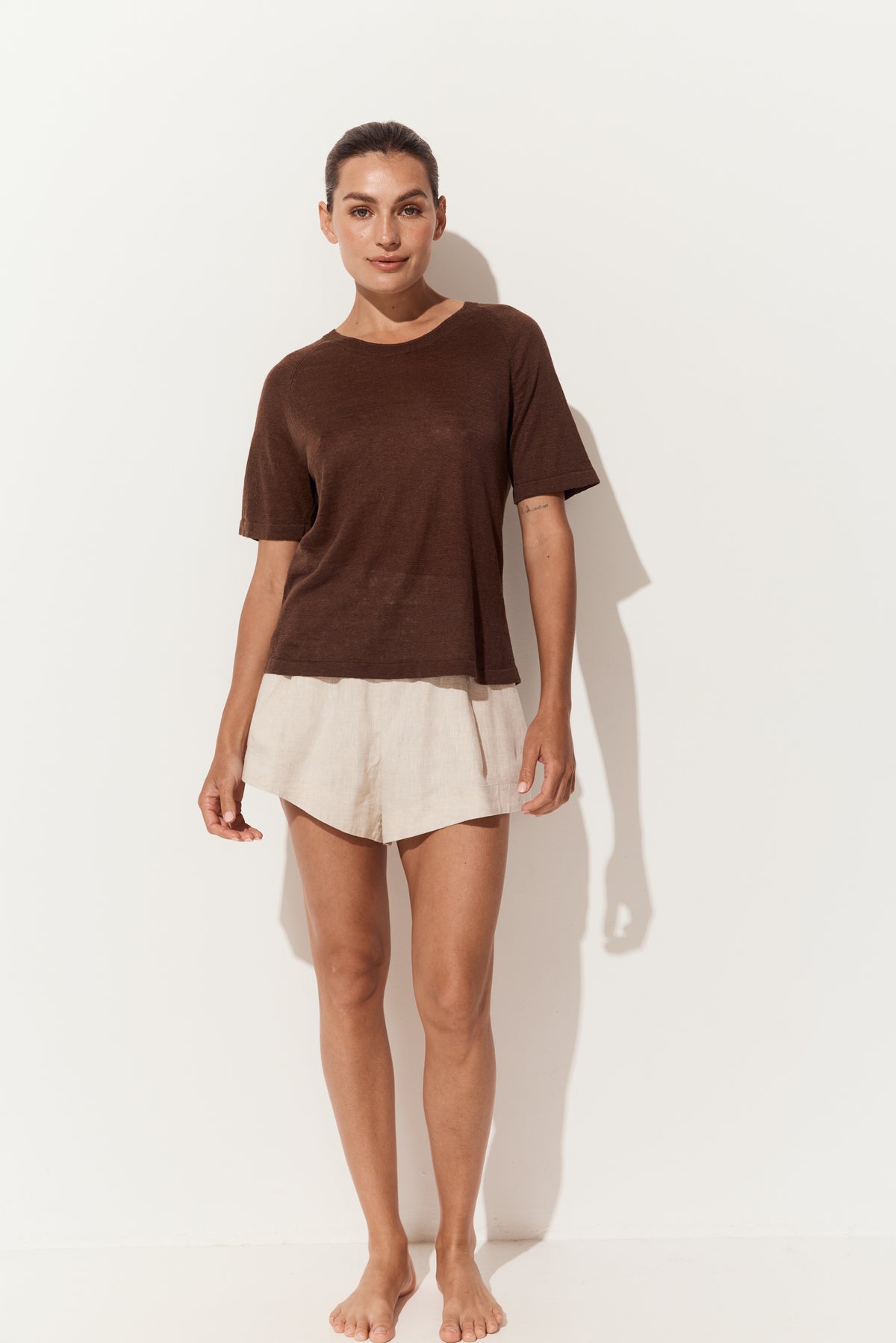Grace Linen Knit Top Chocolate