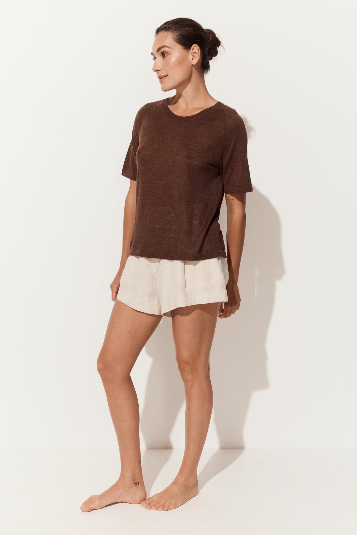 Grace Linen Knit Top Chocolate