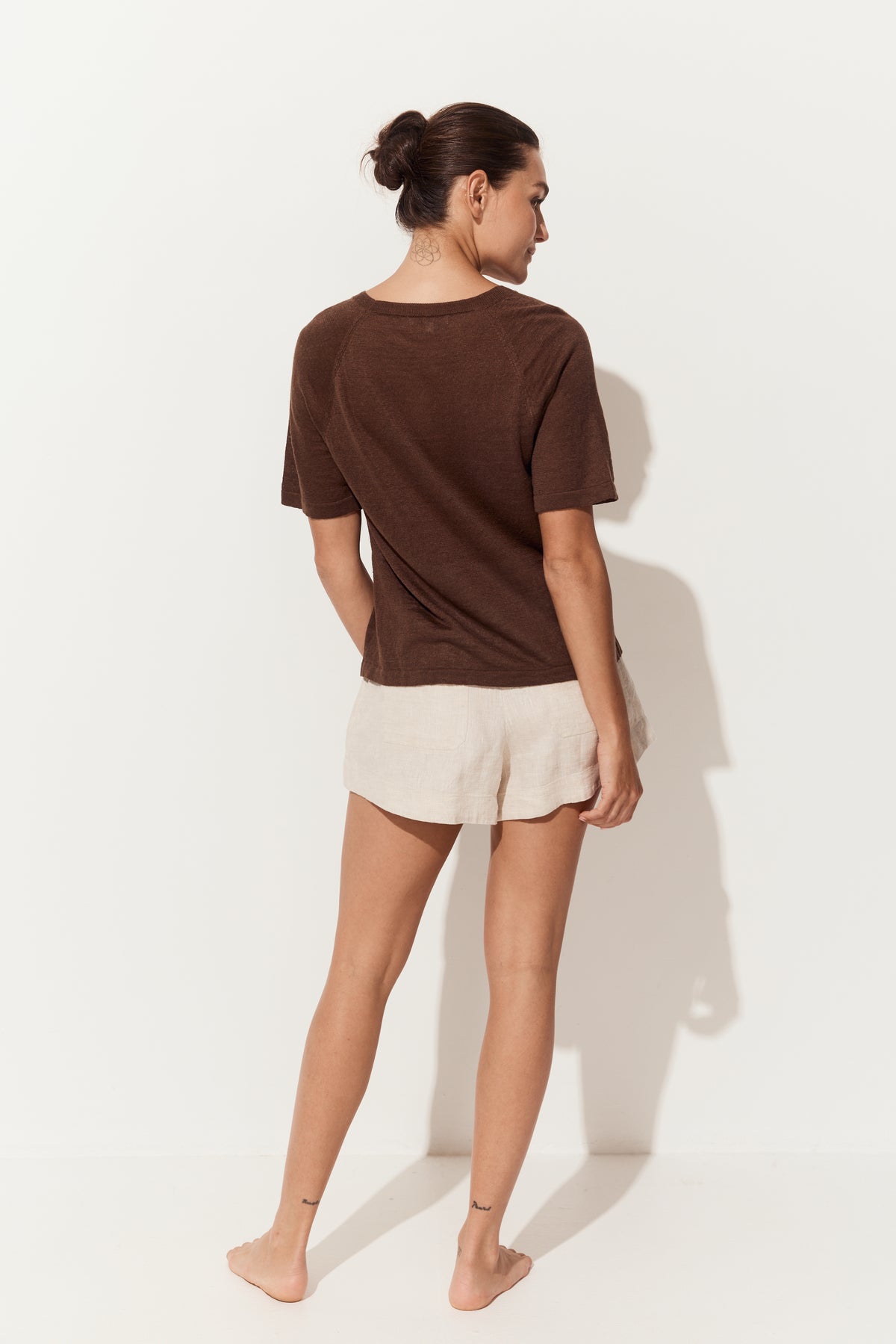 Grace Linen Knit Top Chocolate