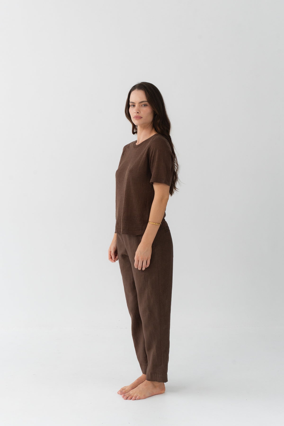 Grace Linen Knit Top Chocolate